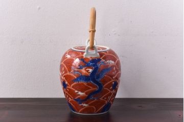 有田焼　館林源右衛門　赤絵茶器揃　共箱