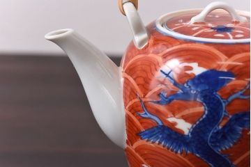 有田焼　館林源右衛門　赤絵茶器揃　共箱