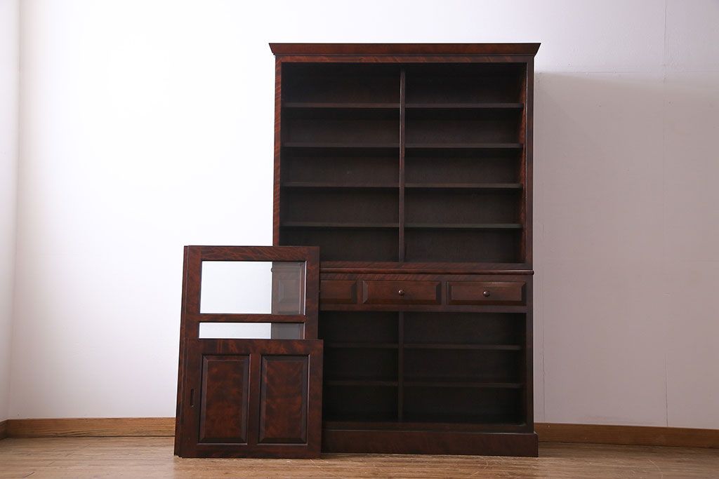 中古　民芸家具　落ち着きのある色合いの食器棚(収納棚、戸棚、飾り棚)