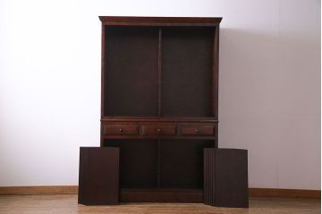 中古　民芸家具　落ち着きのある色合いの食器棚(収納棚、戸棚、飾り棚)