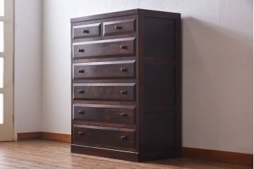 中古　美品　松本民芸家具　D型整理タンスI(箪笥、チェスト)(定価約28万円)(1)