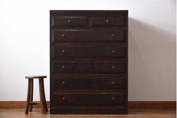 中古　美品　松本民芸家具　D型整理タンスI(箪笥、チェスト)(定価約28万円)(1)