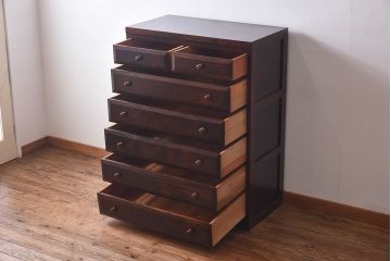 中古　美品　松本民芸家具　D型整理タンスI(箪笥、チェスト)(定価約28万円)(1)