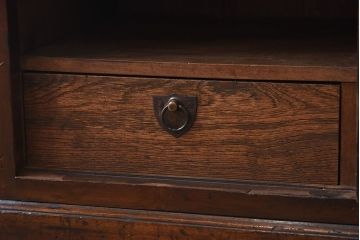 レトロ家具　昭和レトロ　モールガラスがおしゃれな縦型収納棚(戸棚、キャビネット)