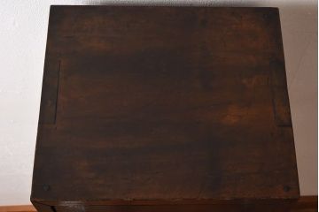 レトロ家具　昭和レトロ　モールガラスがおしゃれな縦型収納棚(戸棚、キャビネット)