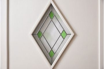 ペイント家具　ラフジュ工房オリジナルステンドグラス　結霜ガラスとステンドグラスがおしゃれな引き戸(建具)2枚セット