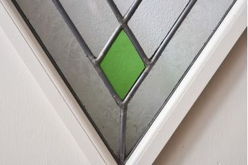 ペイント家具　ラフジュ工房オリジナルステンドグラス　結霜ガラスとステンドグラスがおしゃれな引き戸(建具)2枚セット