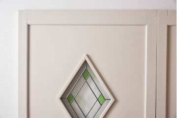 ペイント家具　ラフジュ工房オリジナルステンドグラス　結霜ガラスとステンドグラスがおしゃれな引き戸(建具)2枚セット
