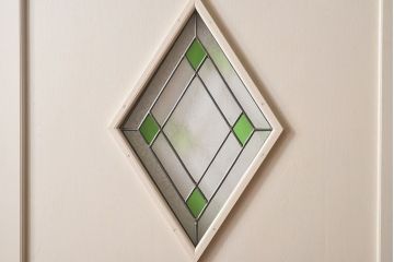 ペイント家具　ラフジュ工房オリジナルステンドグラス　結霜ガラスとステンドグラスがおしゃれな引き戸(建具)2枚セット
