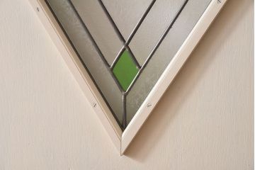 ペイント家具　ラフジュ工房オリジナルステンドグラス　結霜ガラスとステンドグラスがおしゃれな引き戸(建具)2枚セット