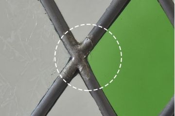 ペイント家具　ラフジュ工房オリジナルステンドグラス　結霜ガラスとステンドグラスがおしゃれな引き戸(建具)2枚セット
