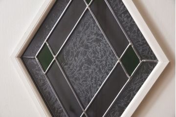ペイント家具　ラフジュ工房オリジナルステンドグラス　結霜ガラスとステンドグラスがおしゃれな引き戸(建具)2枚セット