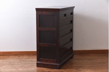 中古　松本民芸家具　503型　直線のデザインが目を引く整理箪笥(引き出し、衣装箪笥、チェスト)(定価約28万円)(2)