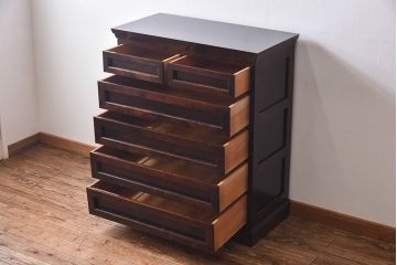 中古　松本民芸家具　503型　直線のデザインが目を引く整理箪笥(引き出し、衣装箪笥、チェスト)(定価約28万円)(2)