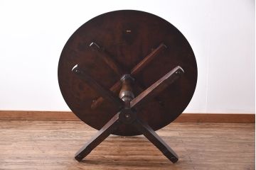 中古　北海道民芸家具　HM472シリーズ　シックな円形テーブル(定価約23万円)