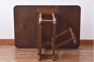 ヴィンテージ家具　イギリス　ビンテージ　オーク材　小振りのゲートレッグテーブル(バタフライテーブル、エクステンションテーブル、サイドテーブル)