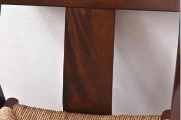 中古　松本民芸家具　77型　曲肘　体にフィットするラッシ座面アームチェア(定価約18万円)(1)