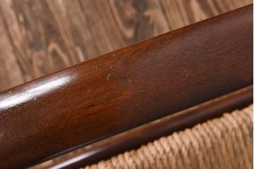 中古　松本民芸家具　77型　曲肘　体にフィットするラッシ座面アームチェア(定価約18万円)(2)