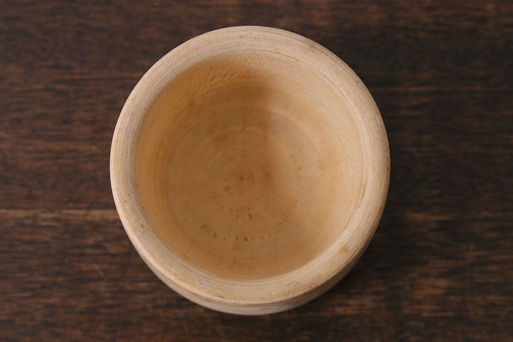 アンティーク雑貨　イギリス製　ぽってりとしたフォルムが愛らしい木製スパイスマッシャー(すり鉢)