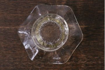 アンティーク雑貨　イギリス　レトロな味わいを醸し出すガラス小物入れ(フラワーベース)