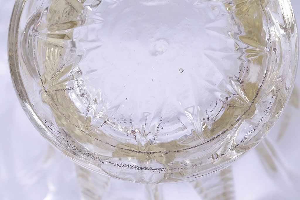 アンティーク雑貨　イギリス　レトロな味わいを醸し出すガラス小物入れ(フラワーベース)