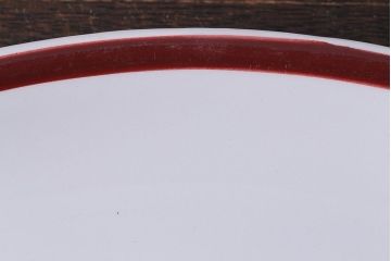アンティーク雑貨　イギリス製　IRONSTONE　ワインレッドの縁がアクセントのオーバルプレート(長皿)