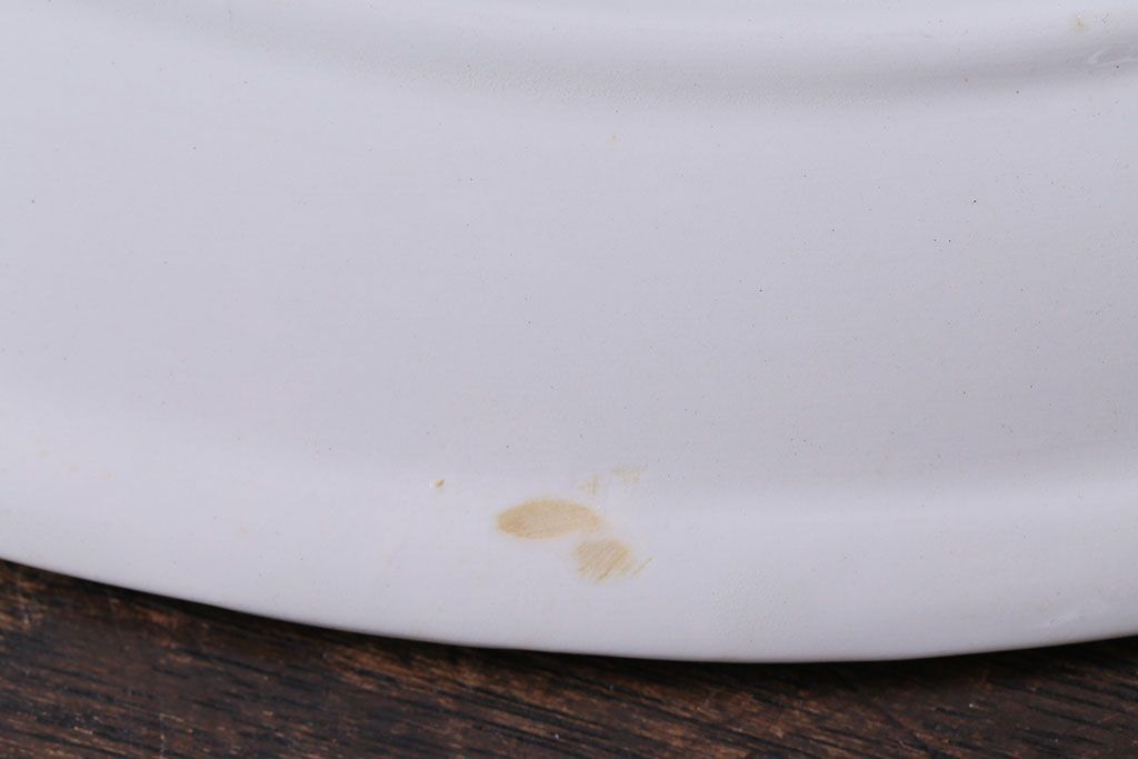 アンティーク雑貨　イギリス製　IRONSTONE　ワインレッドの縁がアクセントのオーバルプレート(長皿)