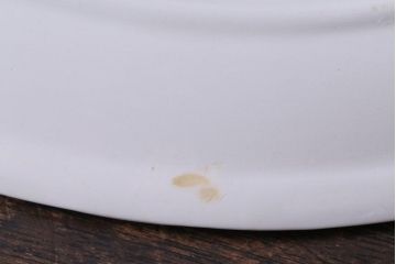 アンティーク雑貨　イギリス製　IRONSTONE　ワインレッドの縁がアクセントのオーバルプレート(長皿)