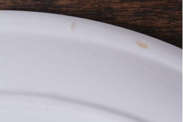 アンティーク雑貨　イギリス製　IRONSTONE　ワインレッドの縁がアクセントのオーバルプレート(長皿)
