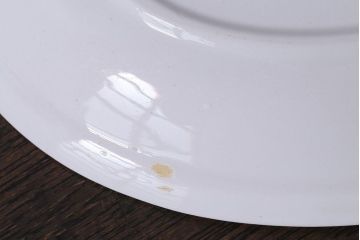 アンティーク雑貨　イギリス製　IRONSTONE　ワインレッドの縁がアクセントのオーバルプレート(長皿)