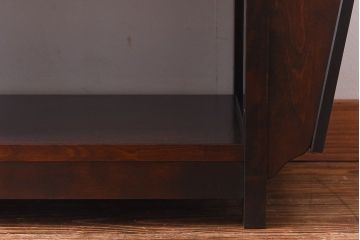 中古　絶版品!　北海道民芸家具　#440　便利な収納ポケットが付いたマガジン卓(サイドキャビネット、サイドテーブル、電話台)