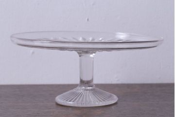 アンティーク雑貨　イギリス製　シンプルなデザインのガラスケーキスタンド