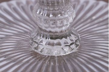 アンティーク雑貨　イギリス製　胴の細かな意匠がおしゃれなガラスのケーキスタンド