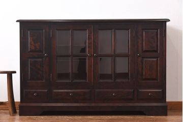 中古　北海道民芸家具　#138　落ち着いた色味のサイドボード(収納棚、戸棚)