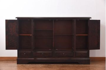 中古　北海道民芸家具　#138　落ち着いた色味のサイドボード(収納棚、戸棚)