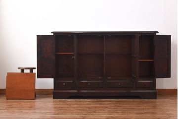 中古　北海道民芸家具　#138　落ち着いた色味のサイドボード(収納棚、戸棚)