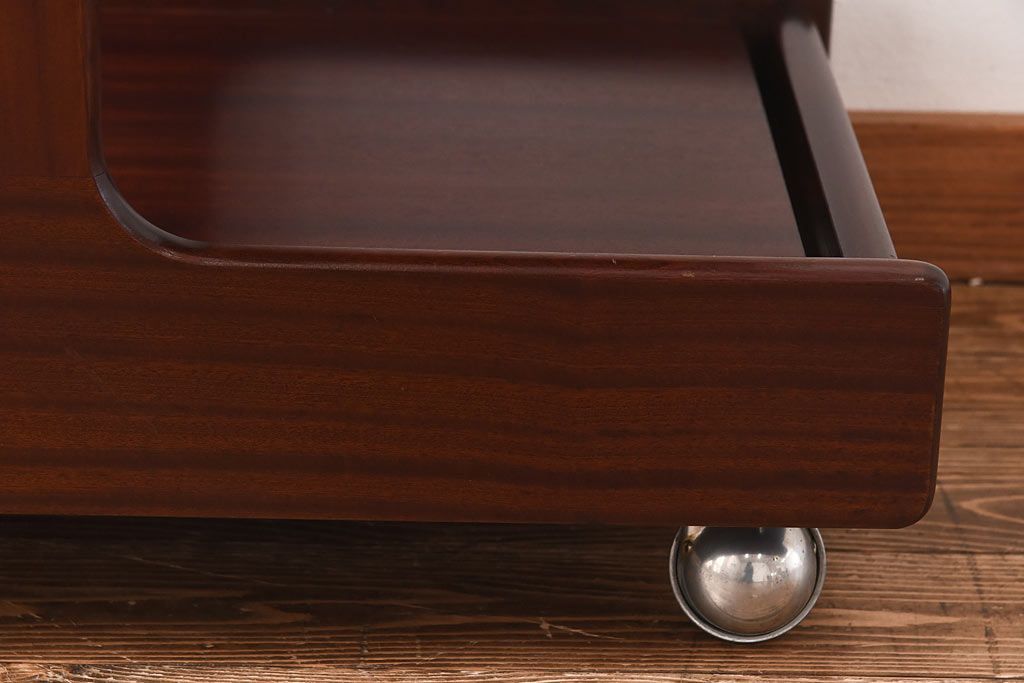 アンティーク雑貨　北欧ビンテージ　チーク材　シンプルなフォルムのトロリー(キッチンワゴン、サイドテーブル、花台)