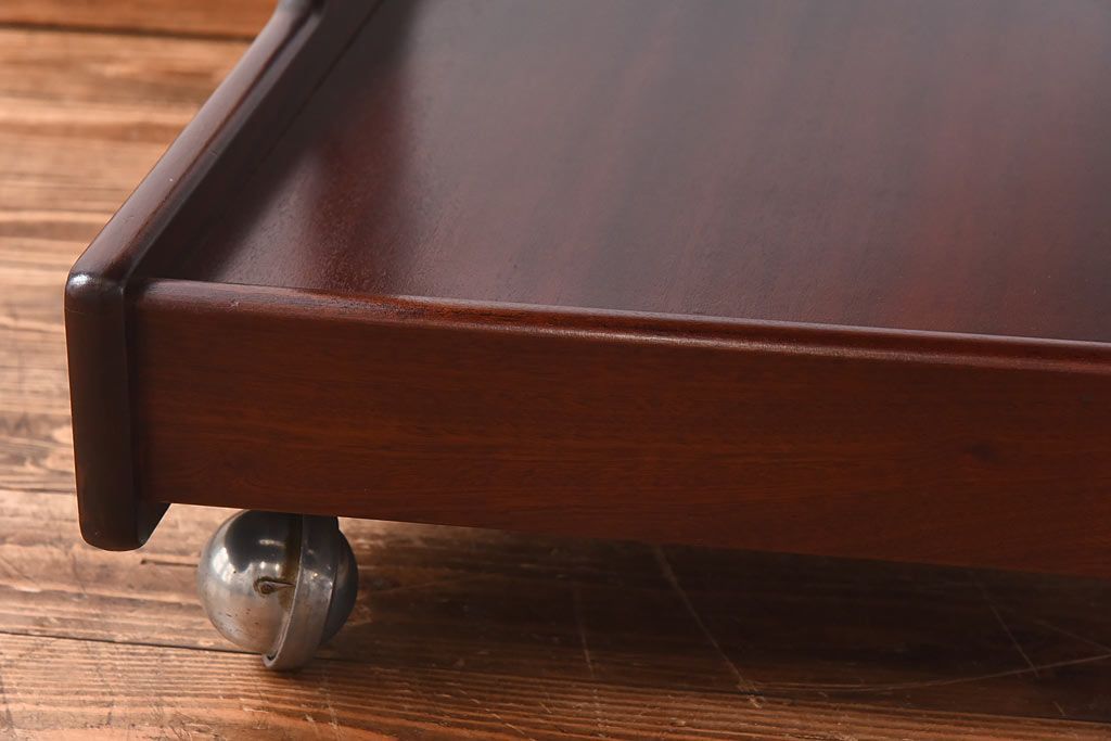 アンティーク雑貨　北欧ビンテージ　チーク材　シンプルなフォルムのトロリー(キッチンワゴン、サイドテーブル、花台)