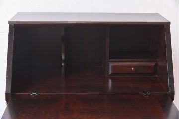 中古　北海道民芸家具　シンプルなデザインのライティングビューロー(簿記机、在宅ワーク、在宅用デスク)