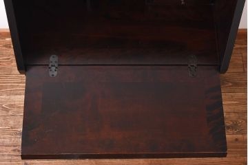 中古　北海道民芸家具　シンプルなデザインのライティングビューロー(簿記机、在宅ワーク、在宅用デスク)