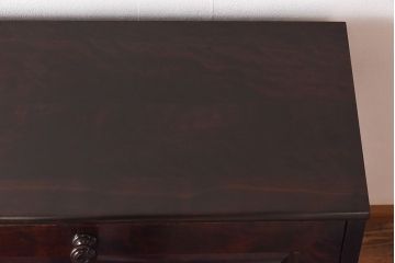 中古　北海道民芸家具　シンプルなデザインのライティングビューロー(簿記机、在宅ワーク、在宅用デスク)