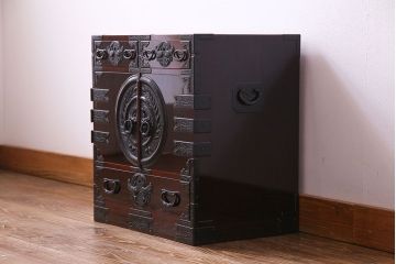 中古　門間箪笥店　八重樫仙台タンス　八重樫榮吉作　竹に雀　小箪笥(引き出し)(定価約120万円)