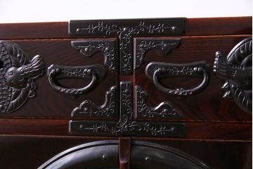 中古　門間箪笥店　八重樫仙台タンス　八重樫榮吉作　竹に雀　小箪笥(引き出し)(定価約120万円)