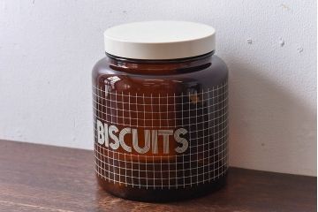 アンティーク雑貨　イギリスビンテージ　おしゃれなディスプレイになるビスケットキャニスター(保存容器、ジャー、ボトル)