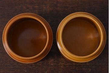 アンティーク雑貨　イギリスビンテージ　HORNSEA(ホーンジー)　SAFFRON(サフラン)シリーズ　ティーキャニスター(保存容器、ジャー)2個セット