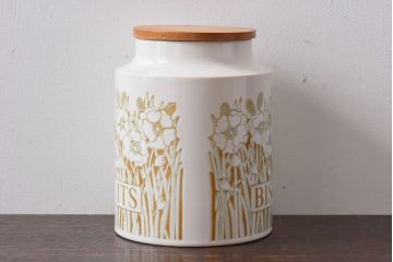 アンティーク雑貨　イギリスビンテージ　HORNSEA(ホーンジー)　FLEUR(フルール)　ビスケットキャニスター(保存容器、ジャー)