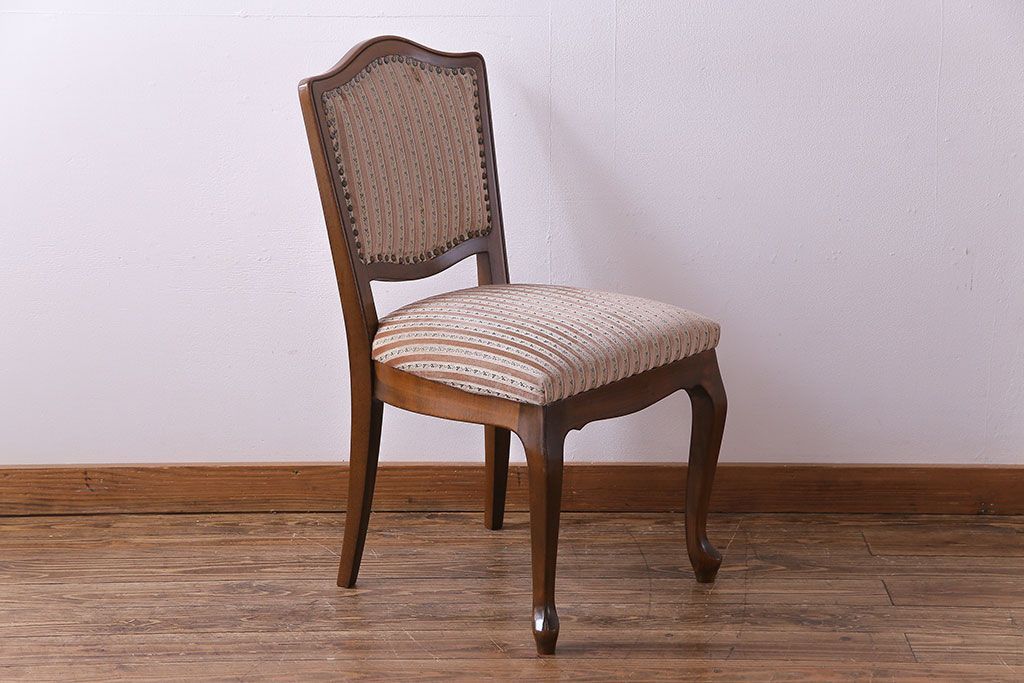 中古　イタリア家具　クラシカルなデザインの布張りダイニングチェア(椅子、ワークチェア)(1)