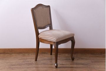 中古　イタリア家具　クラシカルなデザインの布張りダイニングチェア(椅子、ワークチェア)(1)