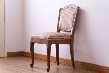 中古　イタリア家具　クラシカルなデザインの布張りダイニングチェア(椅子、ワークチェア)(1)