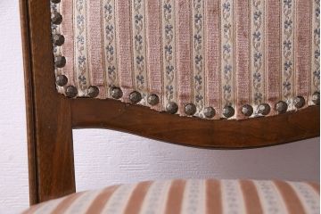 中古　イタリア家具　クラシカルなデザインの布張りダイニングチェア(椅子、ワークチェア)(1)